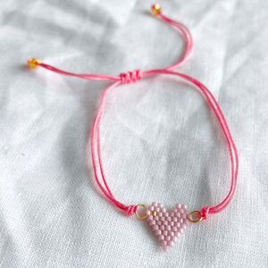 Miyuki Delica Pink Heart Shaped Seed Bead Bracelet